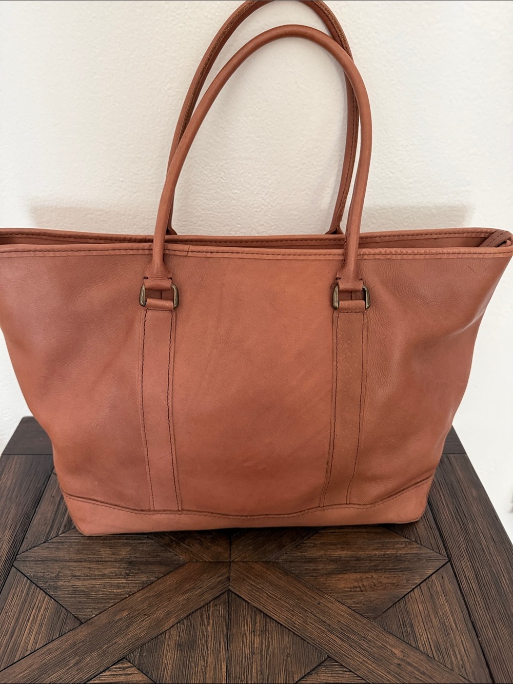 L.L.Bean Vintage Field & Town Large Brown Leather Tote Bag